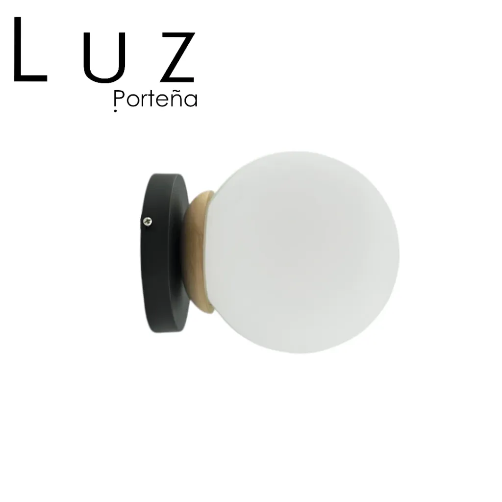 Aplique Globo 15Cm 1Luz E27 Madera Lenga