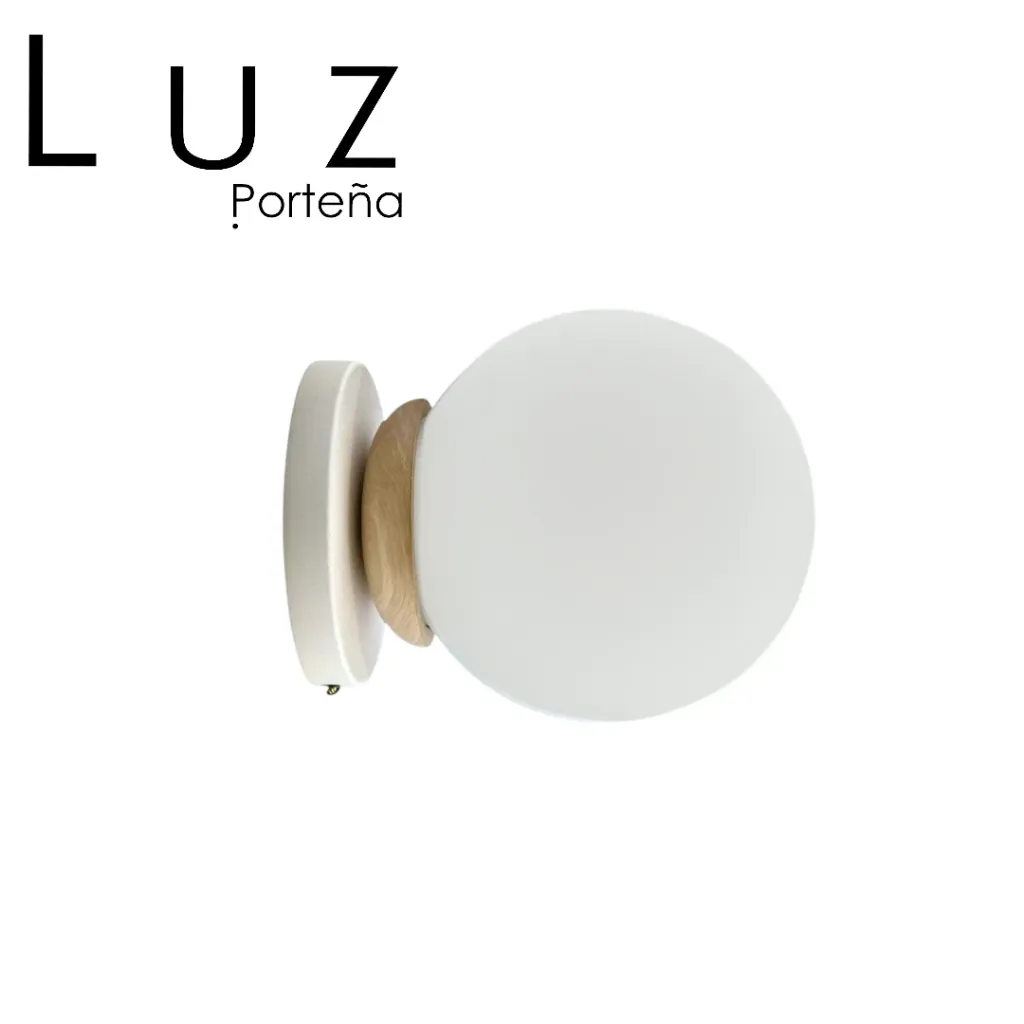 Aplique Globo 15Cm 1Luz E27 Madera Lenga