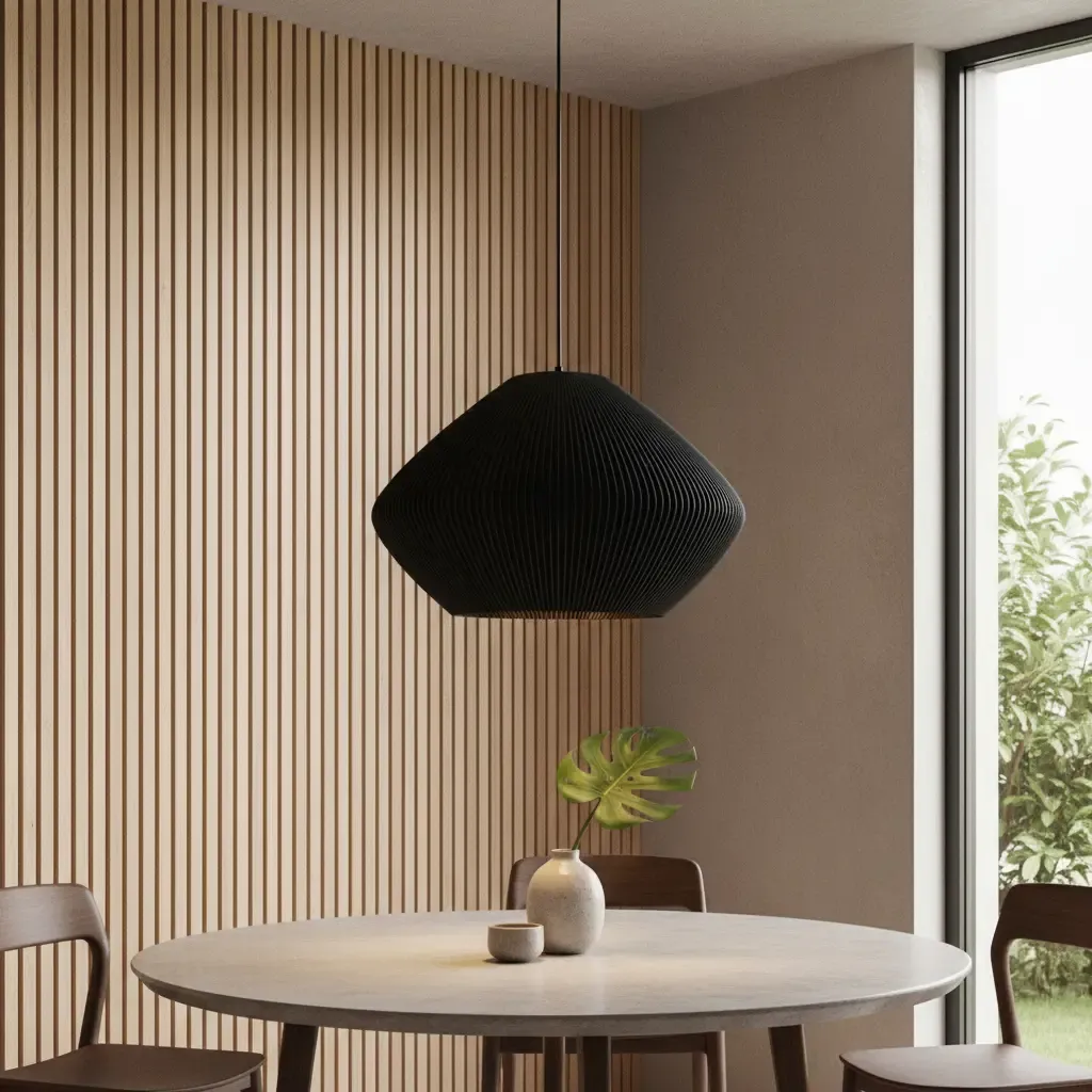 Lámpara Colgante Plisada Diamante Negro 45cm – Diseño 3D