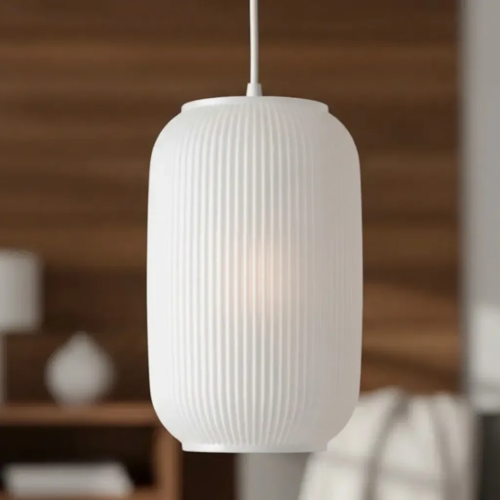 [715-LC-TAI3020-BL] Lámpara Colgante Linterna Tai2030 Plisada - Diseño 3D Japandi Blanco