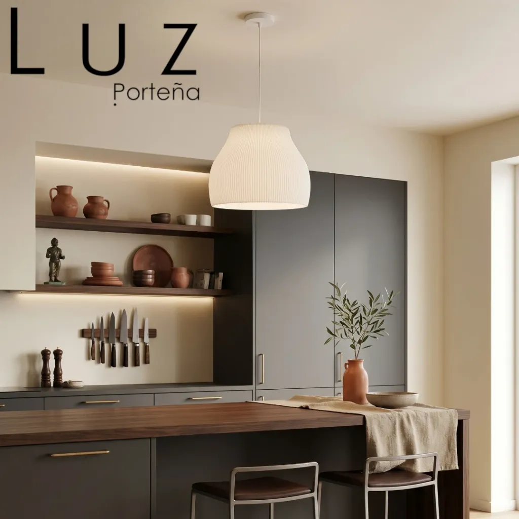 [715-LC-BERG2635-BL] Lámpara Colgante Bergen3526 Plisada - Impresión 3D Eco Blanca
