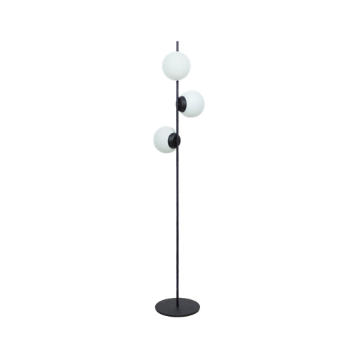 [691-LP18-NE] Lámpara de Pie 3 Globos Ø15cm Color Negra Base Redonda