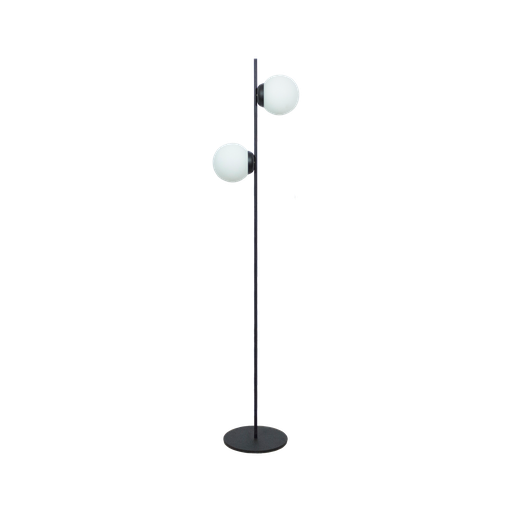 [691-LP17-NE] Lámpara de Pie 2 Globos Ø15cm Color Negra Base Redonda