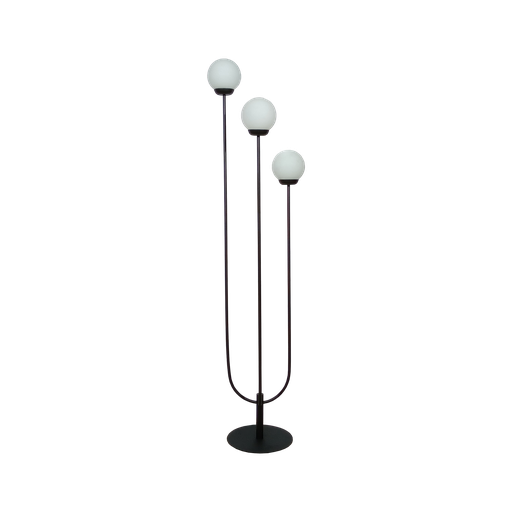[691-LP16-NE] Lámpara de Pie Tridente 3 Globos 15cm Color Negra Base Redonda