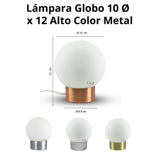 LÁMPARA GLOBO PORTEÑO 10Ø HIERRO MOD: 6X10 BASE COLORES METAL MATE