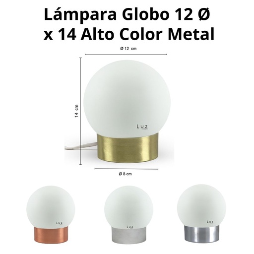 LÁMPARA GLOBO PORTEÑO 12Ø HIERRO MOD: 8X12 BASE COLORES METAL MATE