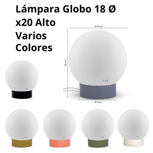 Lámpara Globo Porteño 18Ø Hierro Mod:10X18 Base Colores Varios