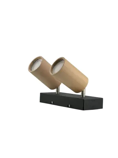 APLIQUE PARED/TECHO 2LUCES LED  SPOT RECTO MADERA GU10 