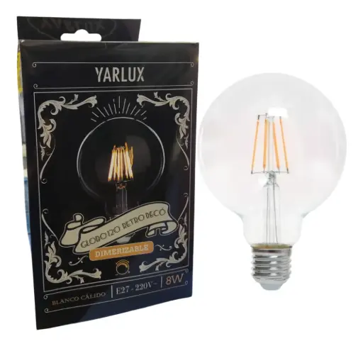 [Z66-682-N2410] Lámpara Globo Retro Decó Led G120 8w Dimerizable Yarlux