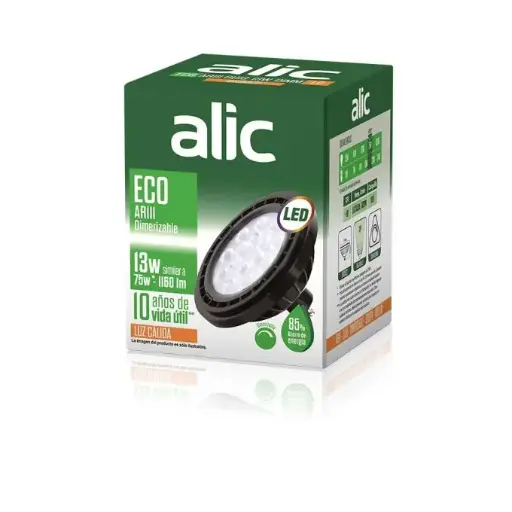 [Z66-C2802] Lámpara Led AR111 13W Negro Luz Cálida Dimerizable Alic