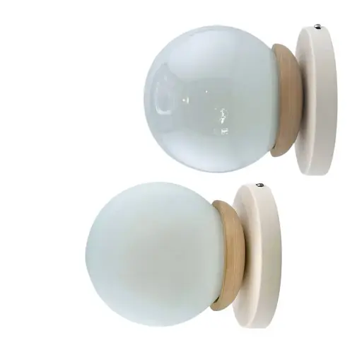 Aplique Globo 12Cm 1 Luz E27 Madera Lenga