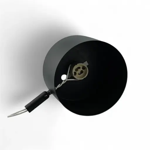 [722-296-25] Tacho Cabezal de Aplicar Techo Pared O Riel Cilindrico 11,5X7,5Cm Mov. Universal  Ar-111 Negro Tex